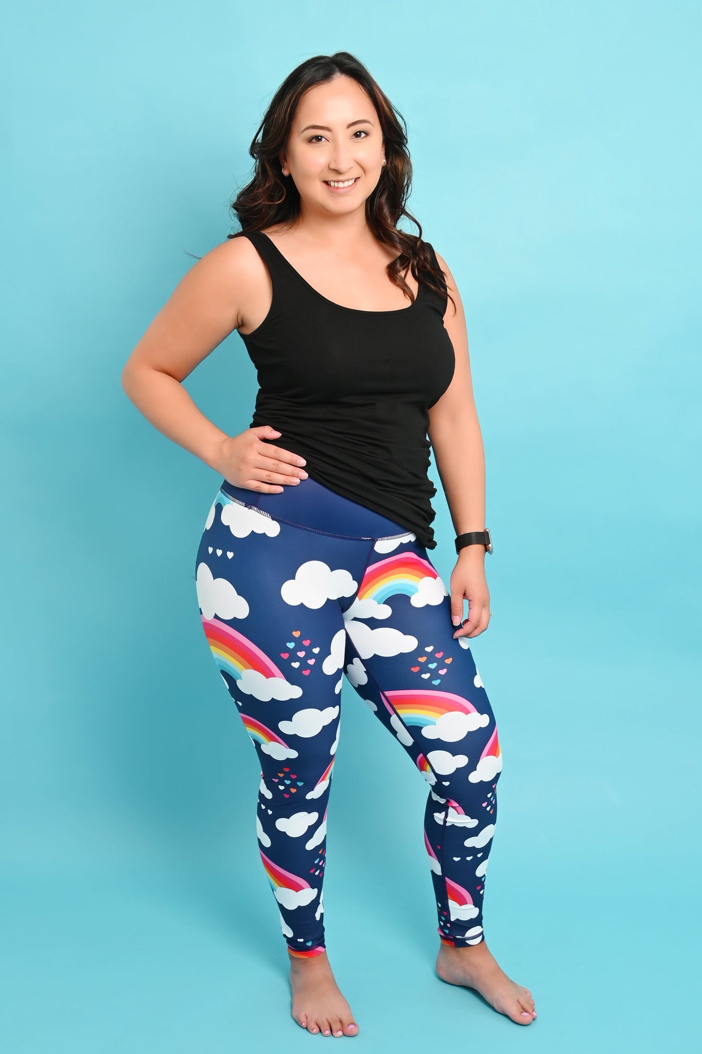 Navy Love & Rainbows Women's Activewear Leggings