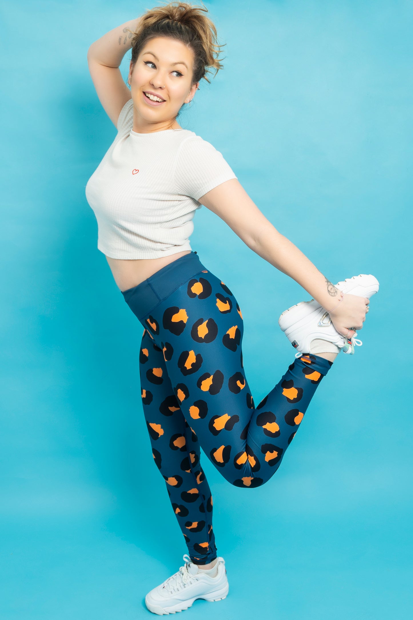 Navy & Orange Leopard Women’s Activewear Leggings