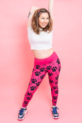 Pink Paw Print Women's Activewear Leggings
