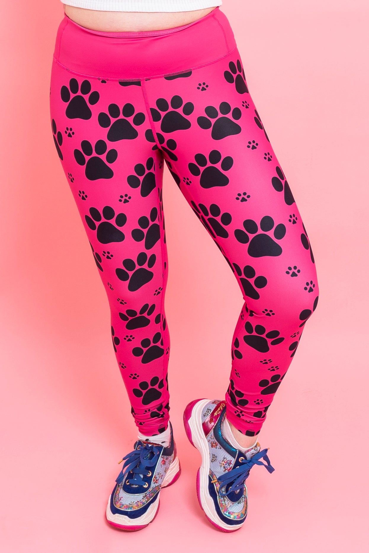 Pink Paw Print Women’s Activewear Leggings - Tall 33” inside leg