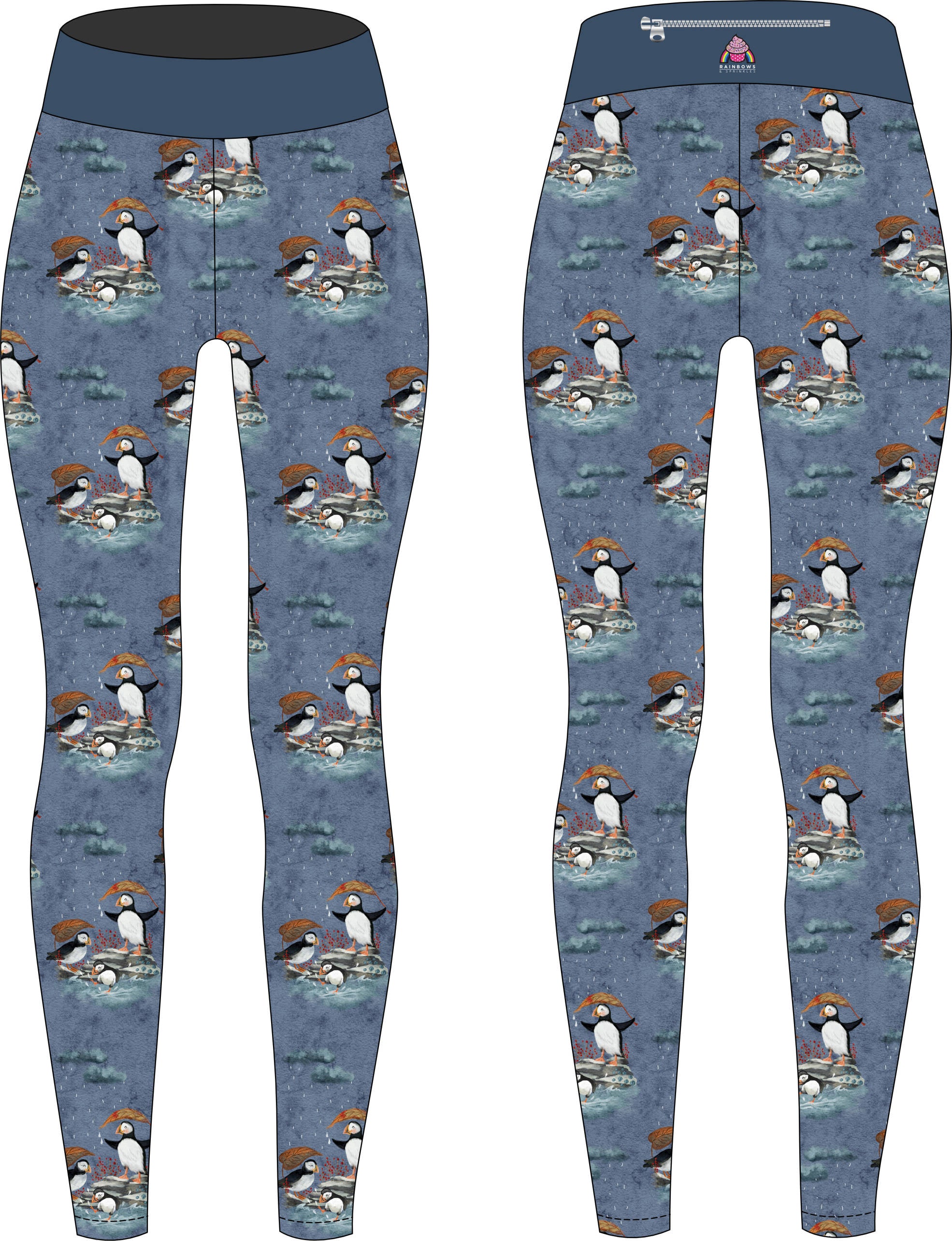 Splashing Puffins Children's Active Leggings