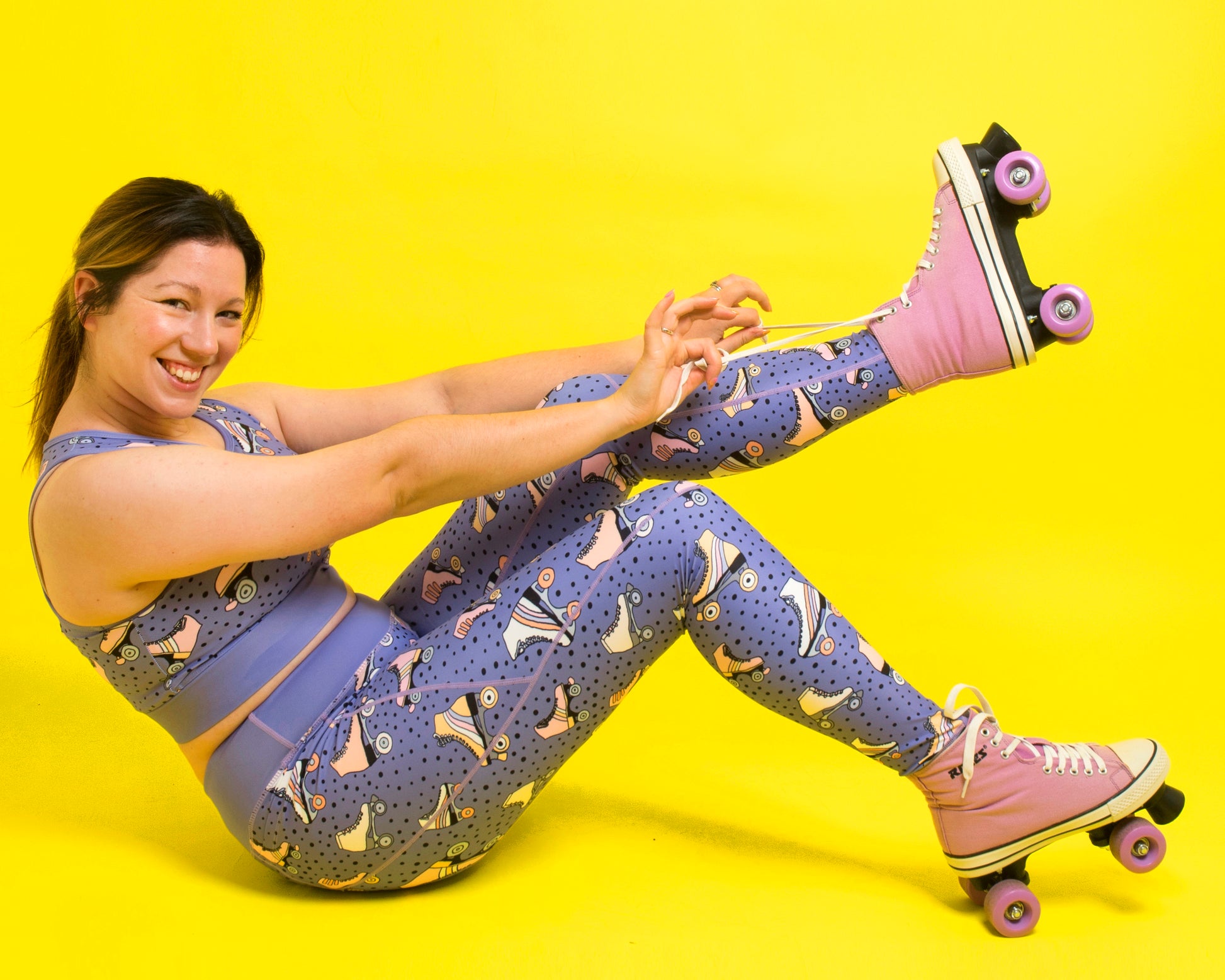 Purple Spots Roller Skates Women's Activewear Leggings - Regular 27 i –  Rainbows & Sprinkles