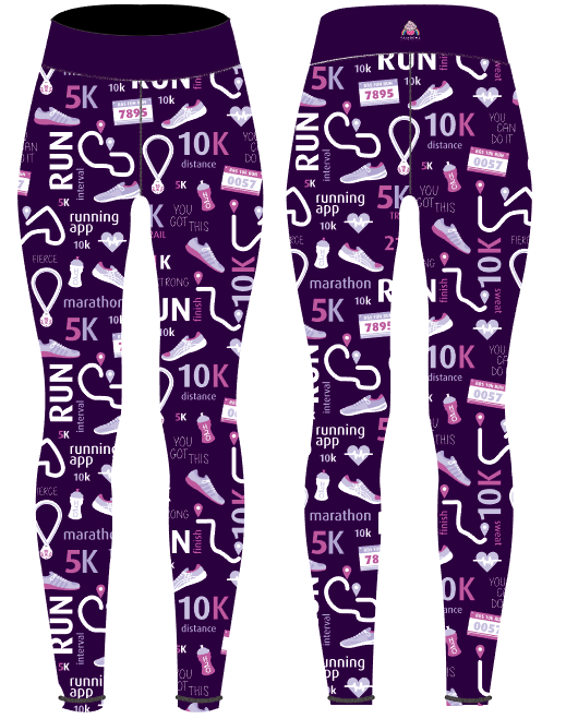 Runners (purple)  Women's Activewear Leggings - Capri 21" inside leg