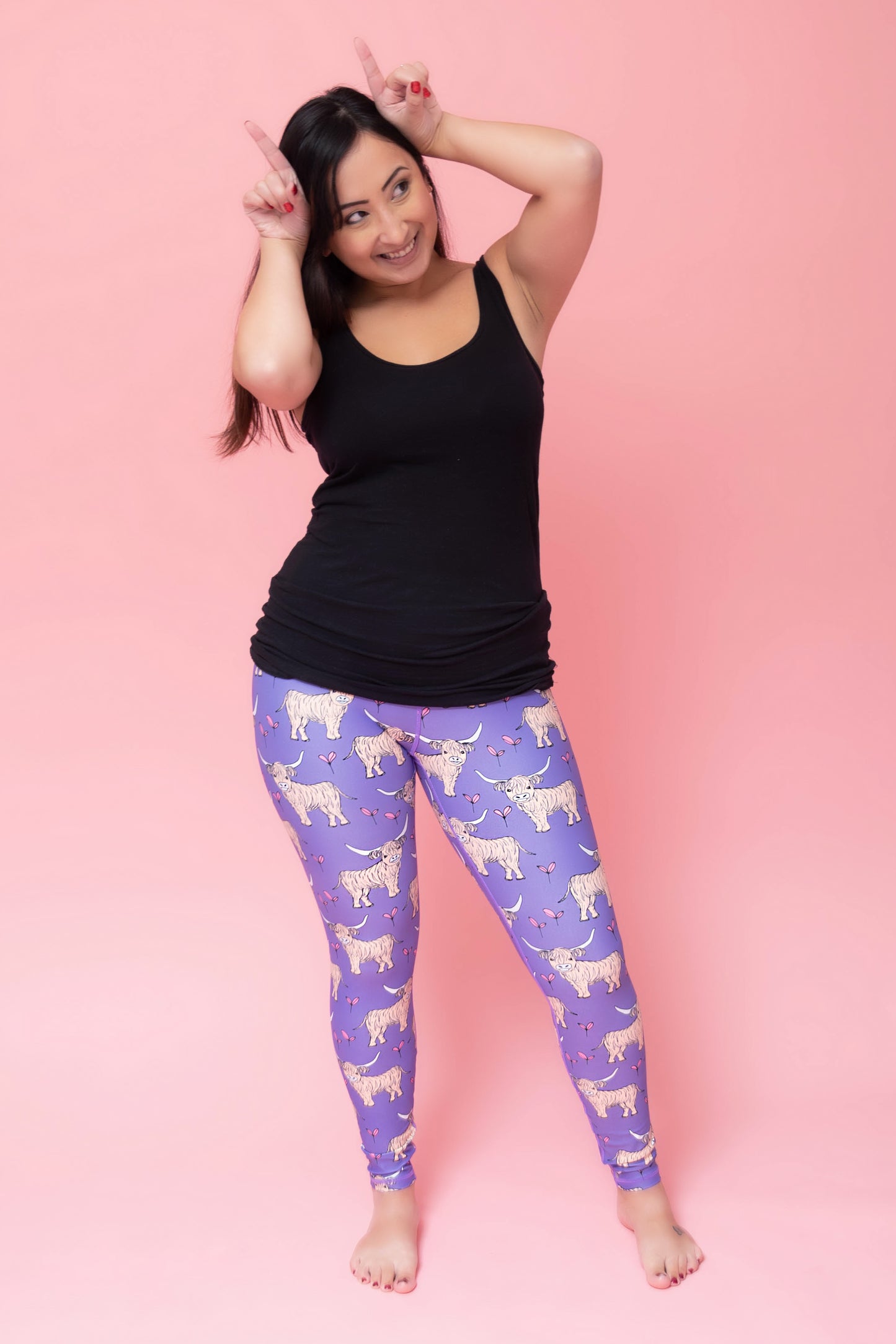 Purple Highland Cow Women’s Activewear Leggings