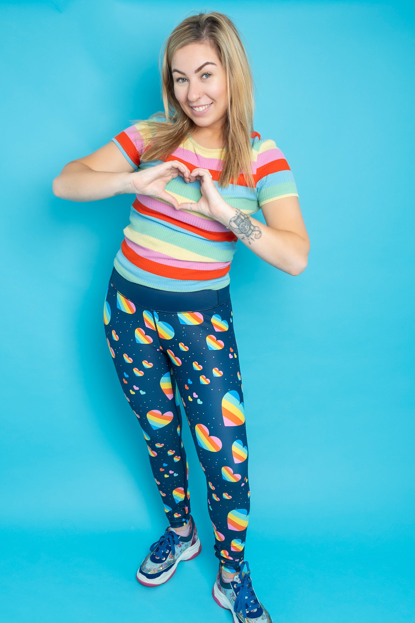 Girls Activewear Rainbow Capri Leggings High-Waisted 3/4 Cropped