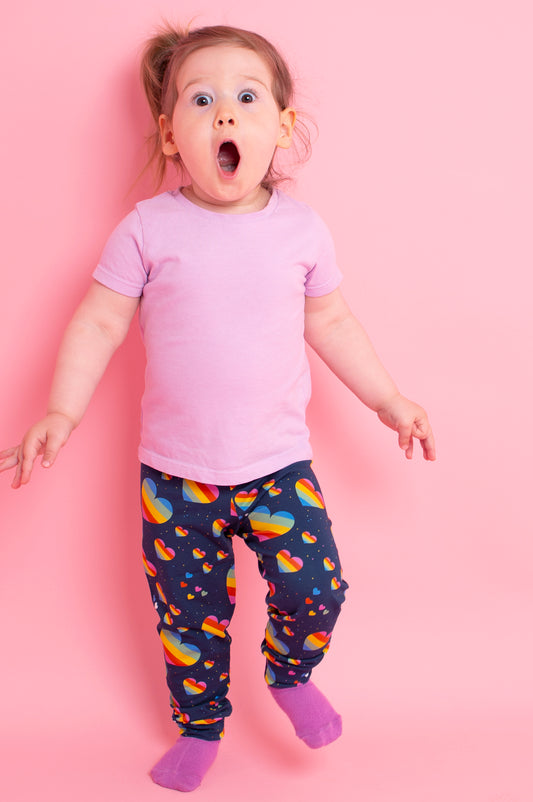 Rainbow Hearts Children's Cotton Jersey Leggings