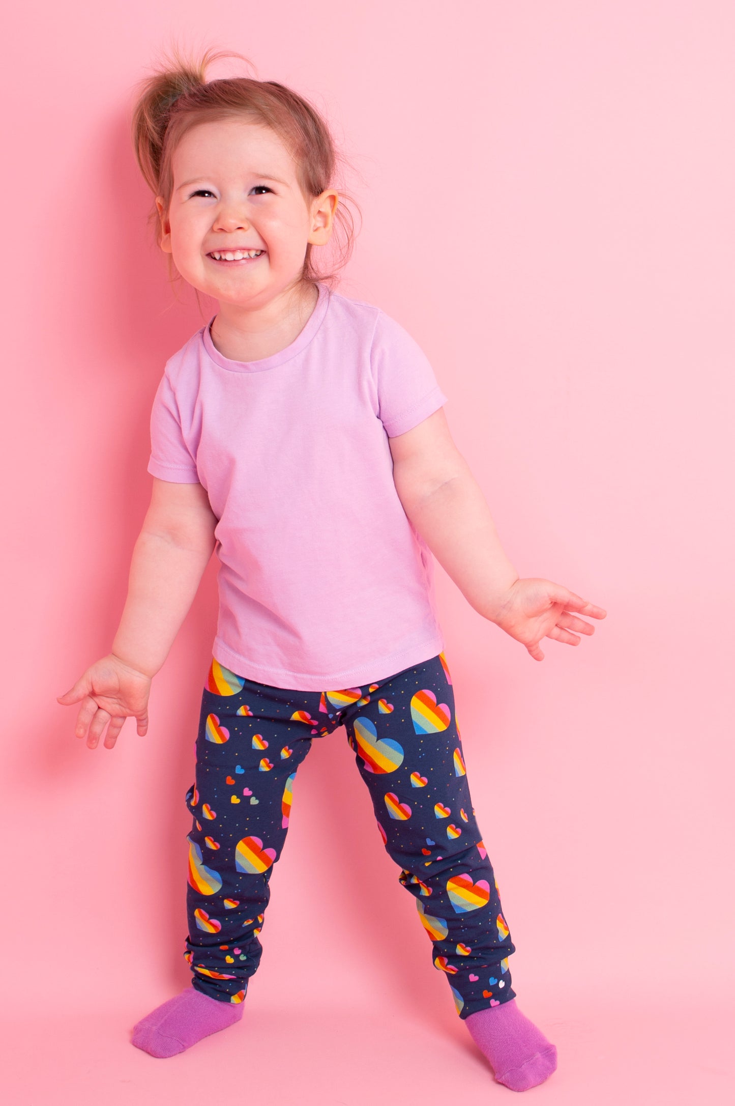 Rainbow Hearts Children's Cotton Jersey Leggings