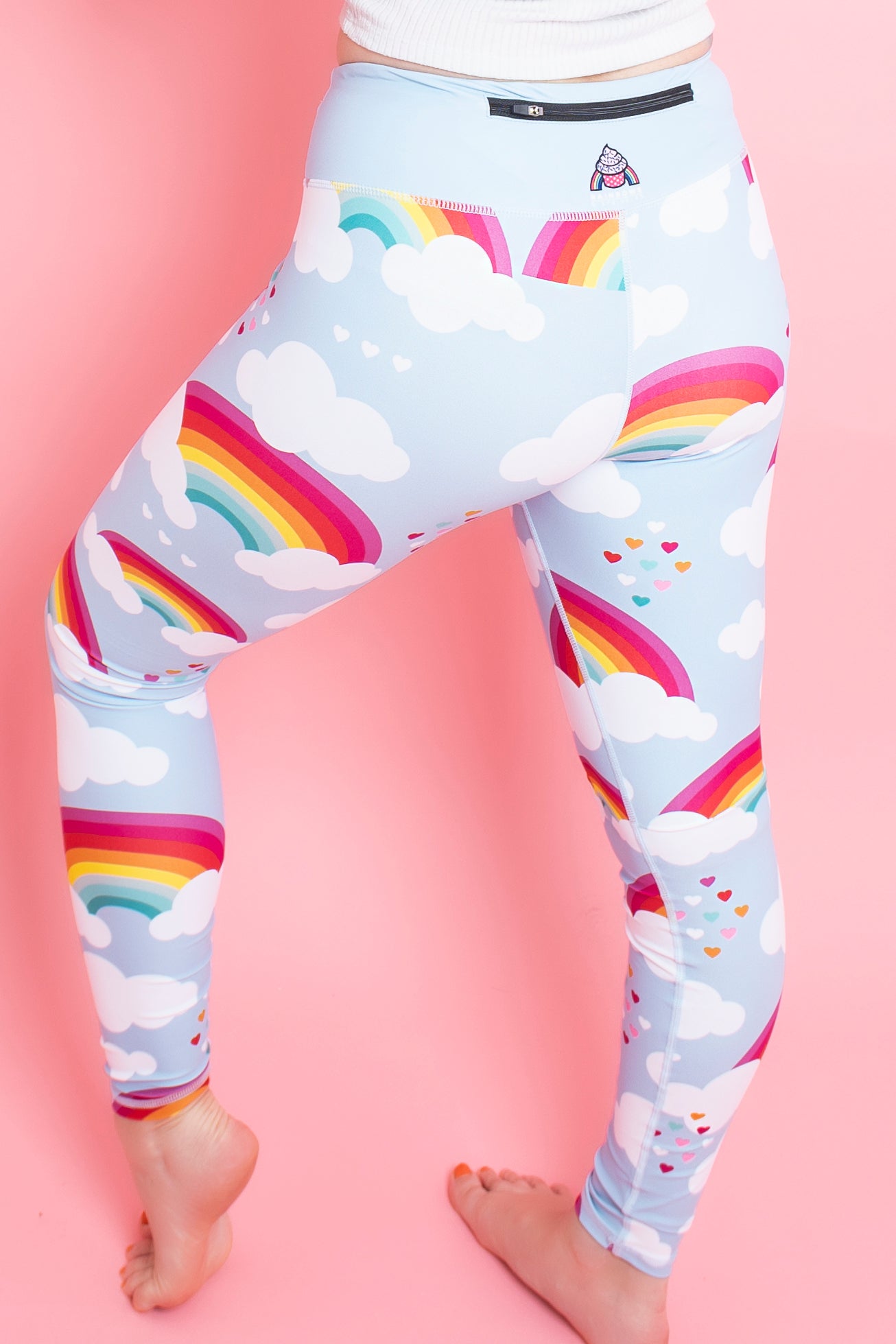 Love & Rainbows Sky Blue Women's Activewear Leggings