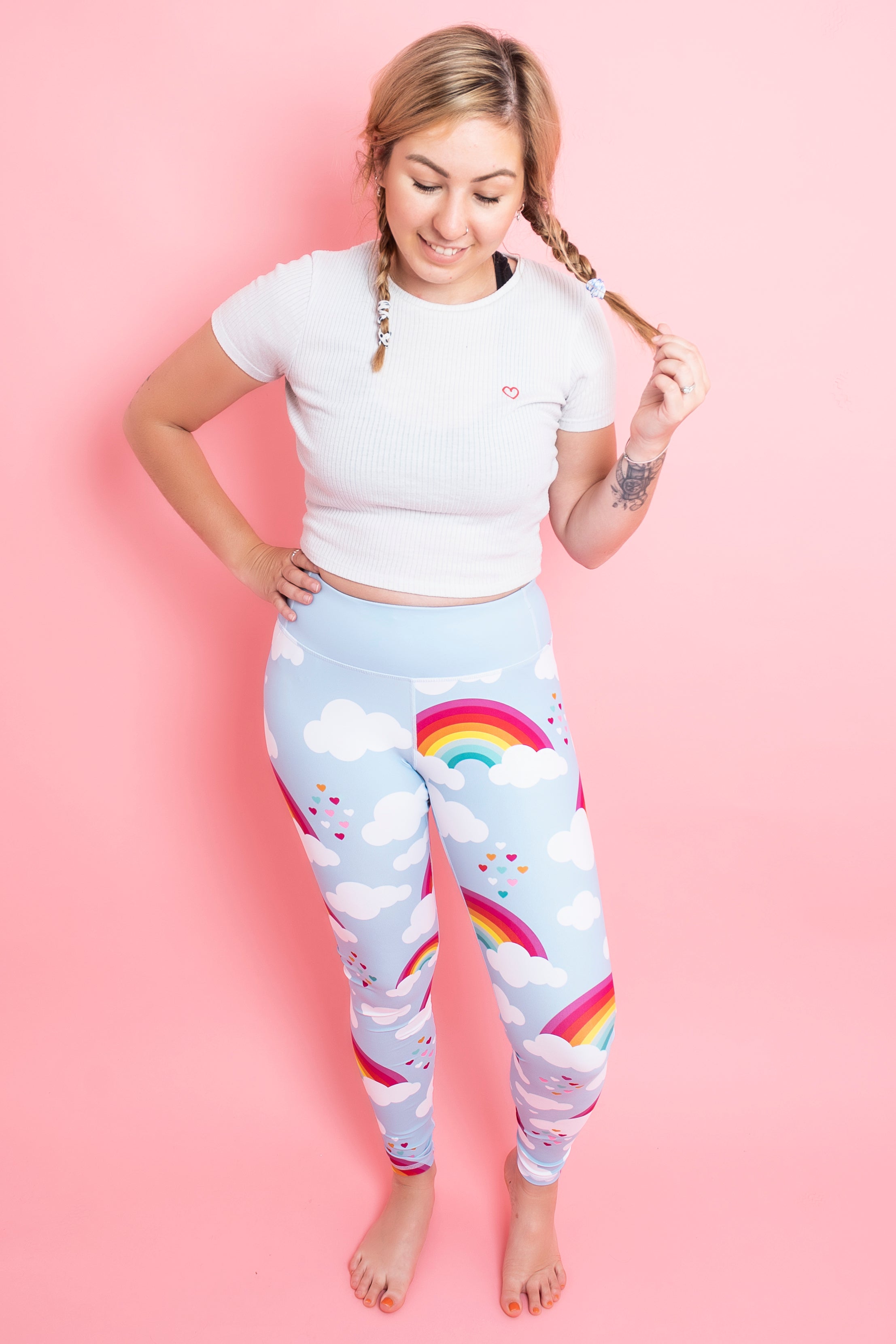 Love & Rainbows Sky Blue Women's Activewear Leggings