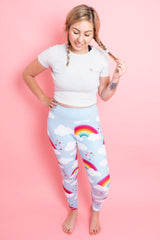 Love & Rainbows Sky Blue Women's Activewear Leggings