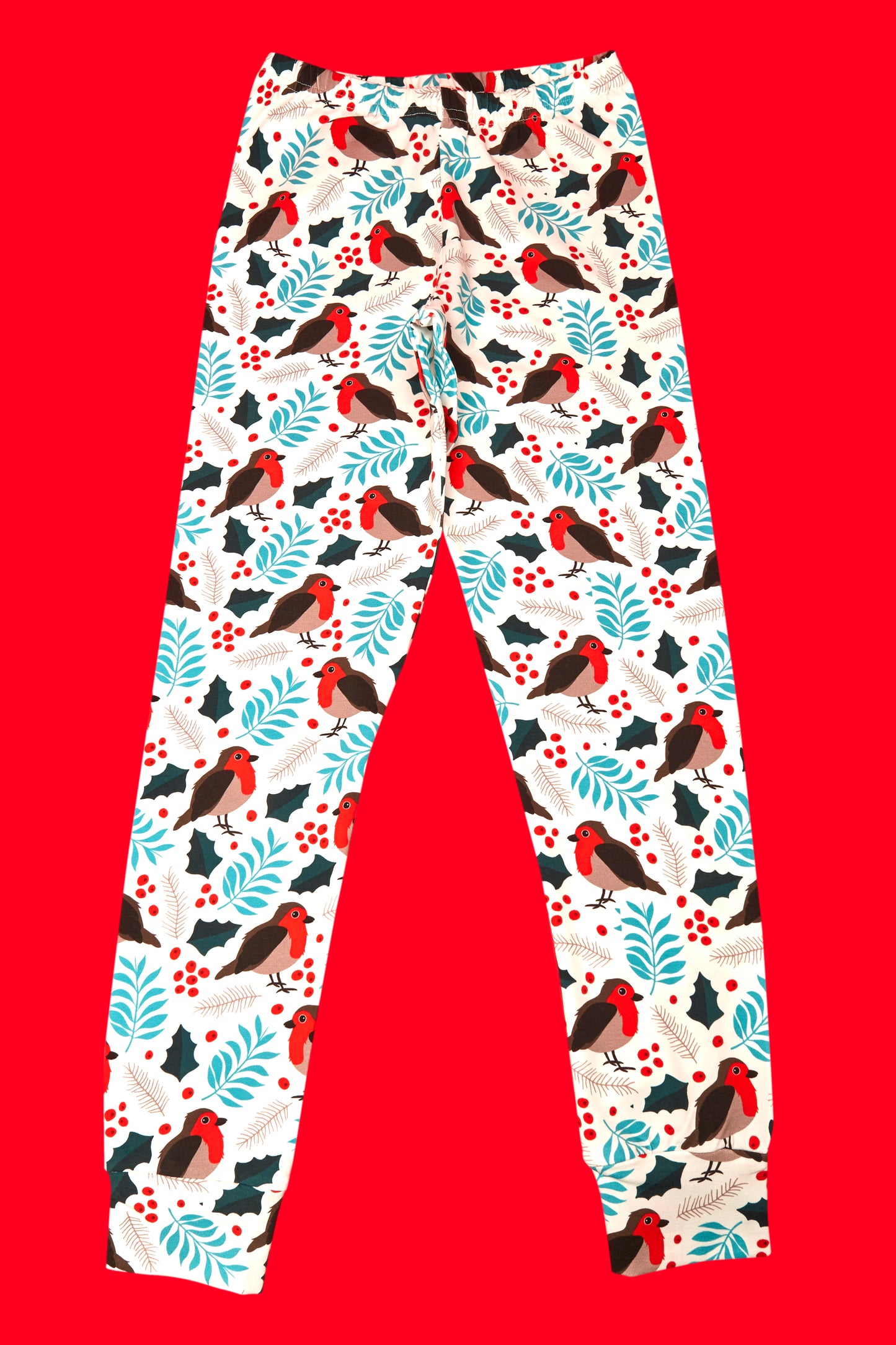 White Robin Children's Cotton Jersey Leggings