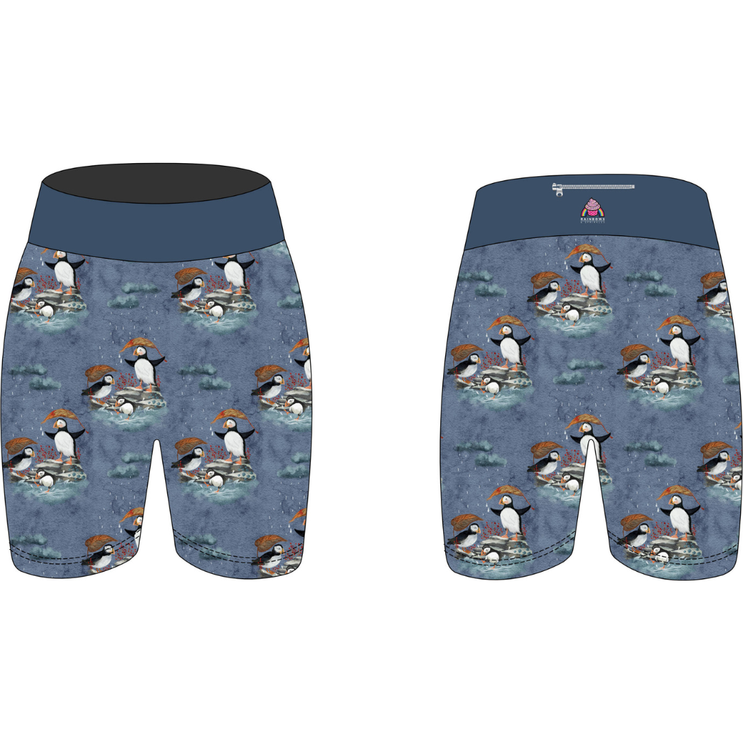 Splashing Puffins Women's Active Shorts
