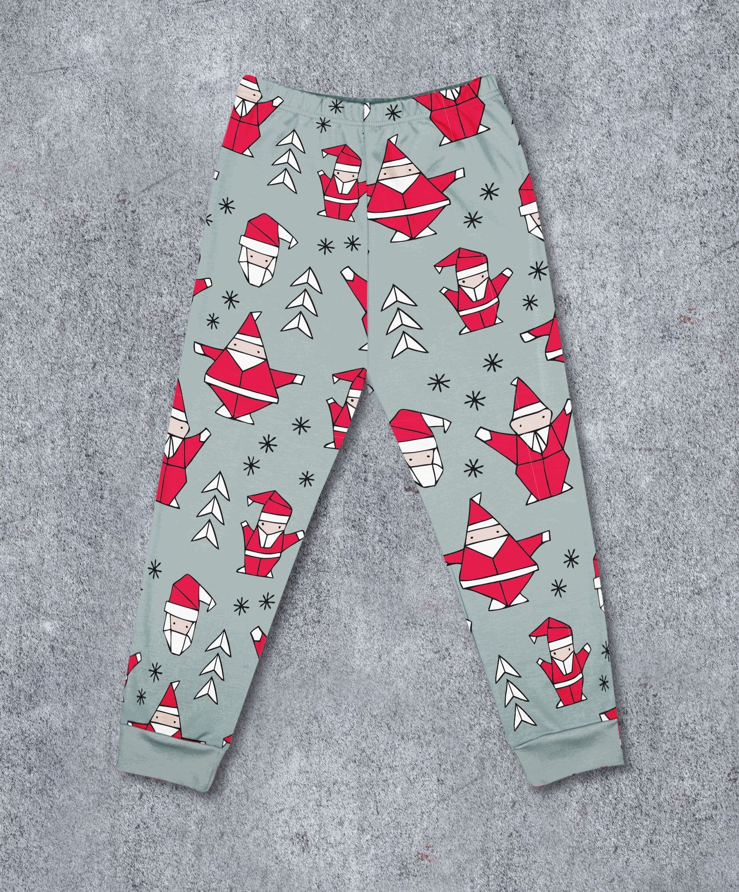 Geometric Christmas Santa Children's Cotton Jersey Leggings