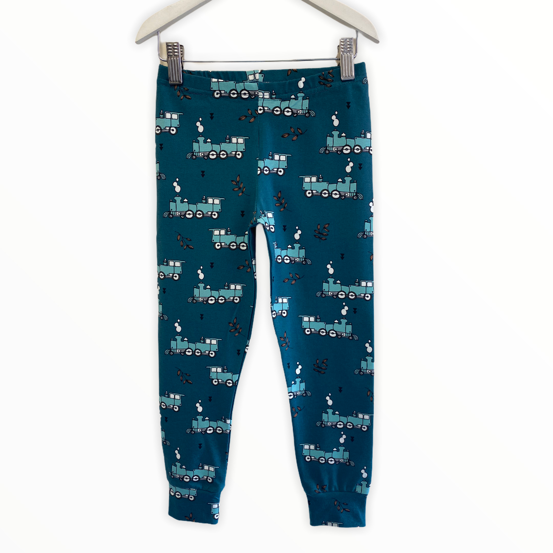 Blue Trains Children's Cotton Jersey Leggings