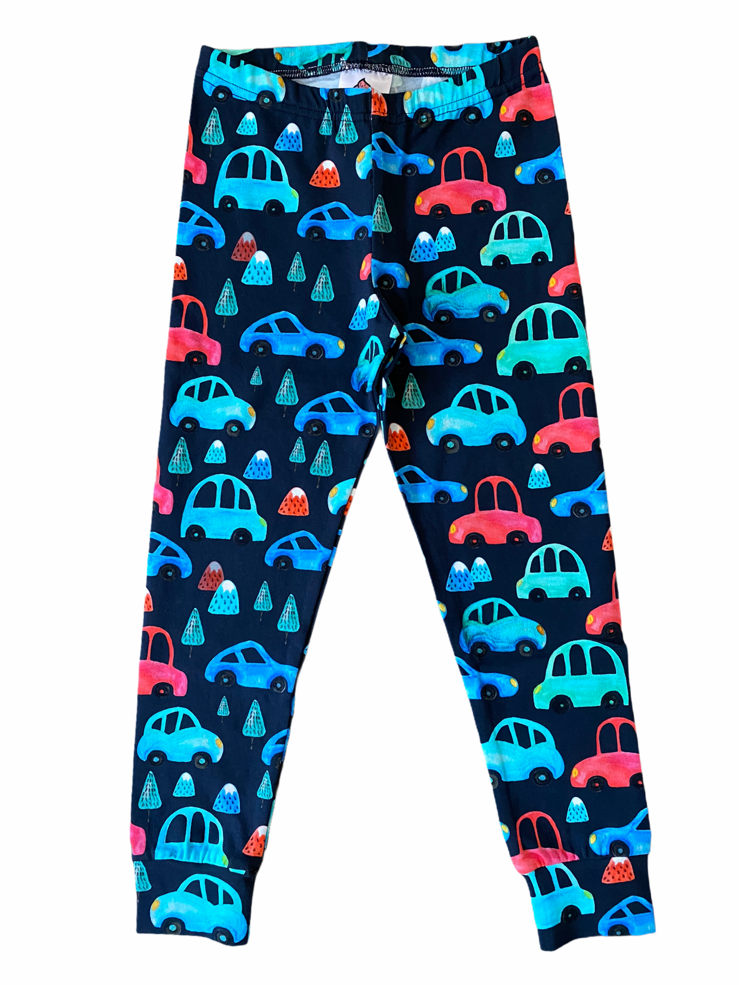 Navy Car Children's Cotton Jersey Leggings