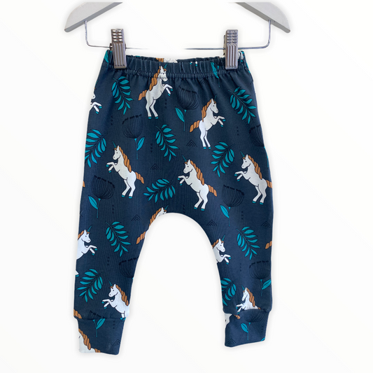 Navy Unicorn Children's Cotton Jersey Leggings