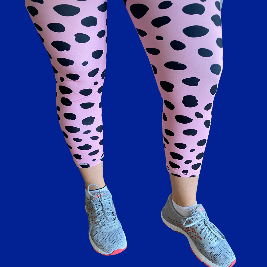 Pink Monochrome Capri Women's Activewear Leggings