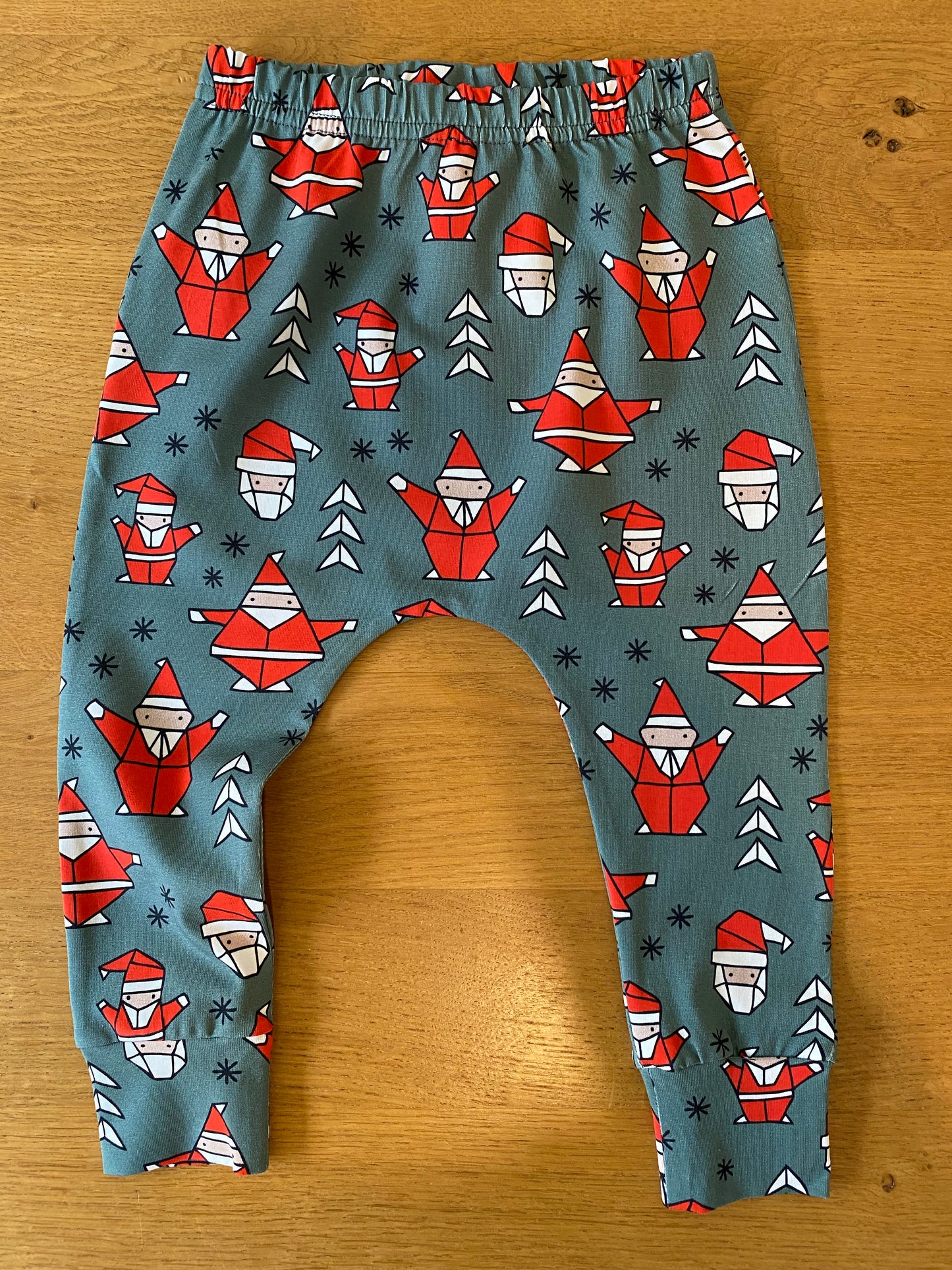 Geometric Christmas Santa Children's Cotton Jersey Leggings