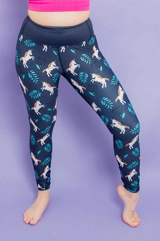 Navy Unicorn Women’s Activewear Leggings - Tall 33” inside leg