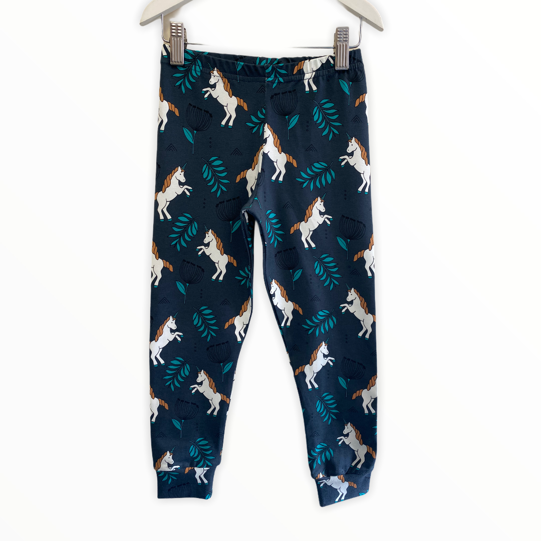 Navy Unicorn Children's Cotton Jersey Leggings