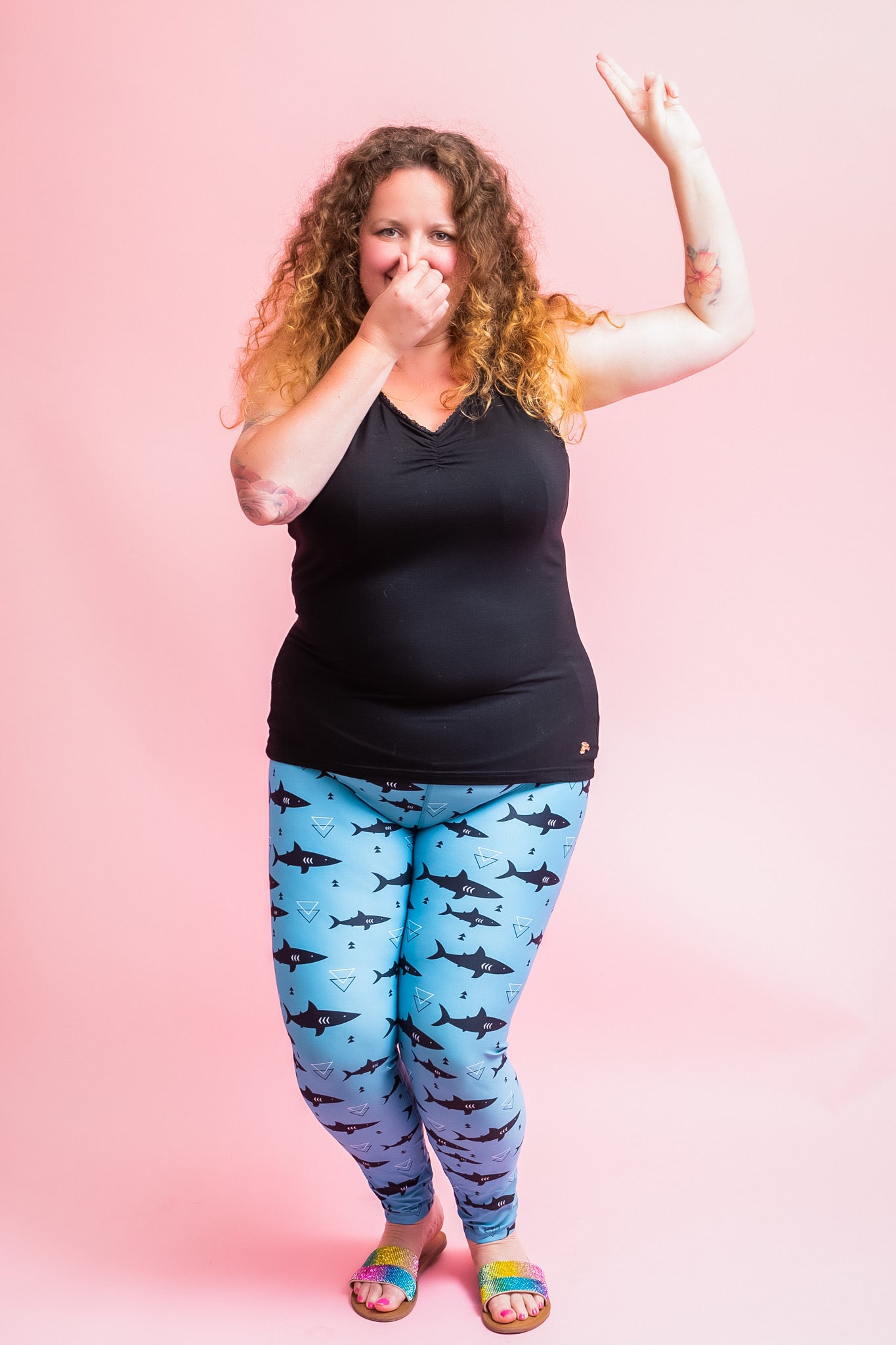 Geometric Shark Women's Activewear Leggings