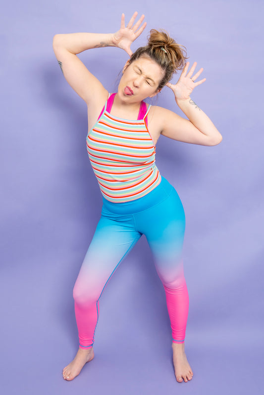 Pink & Blue Ombre Women's Activewear Leggings