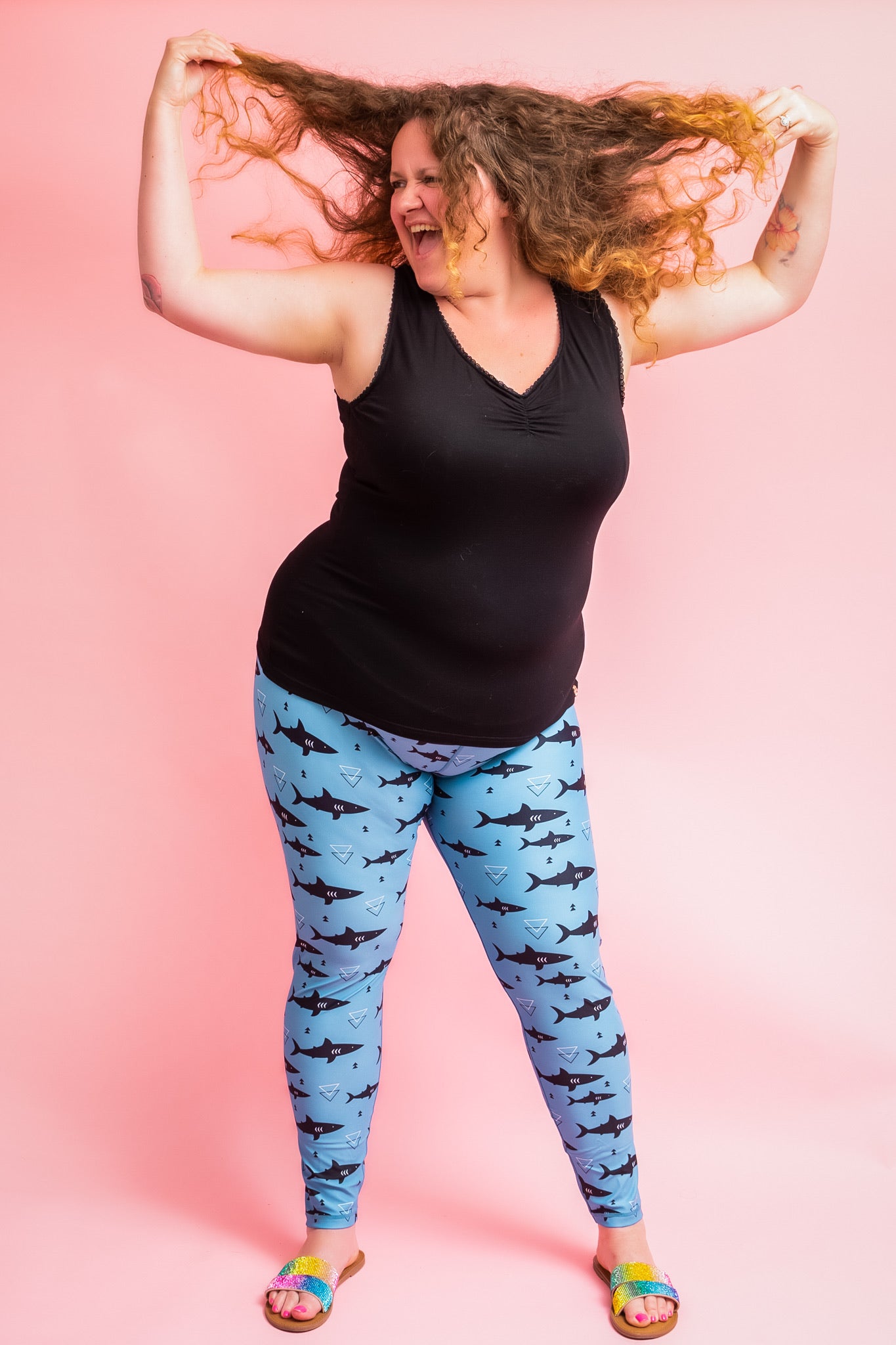 Geometric Shark Women's Activewear Leggings