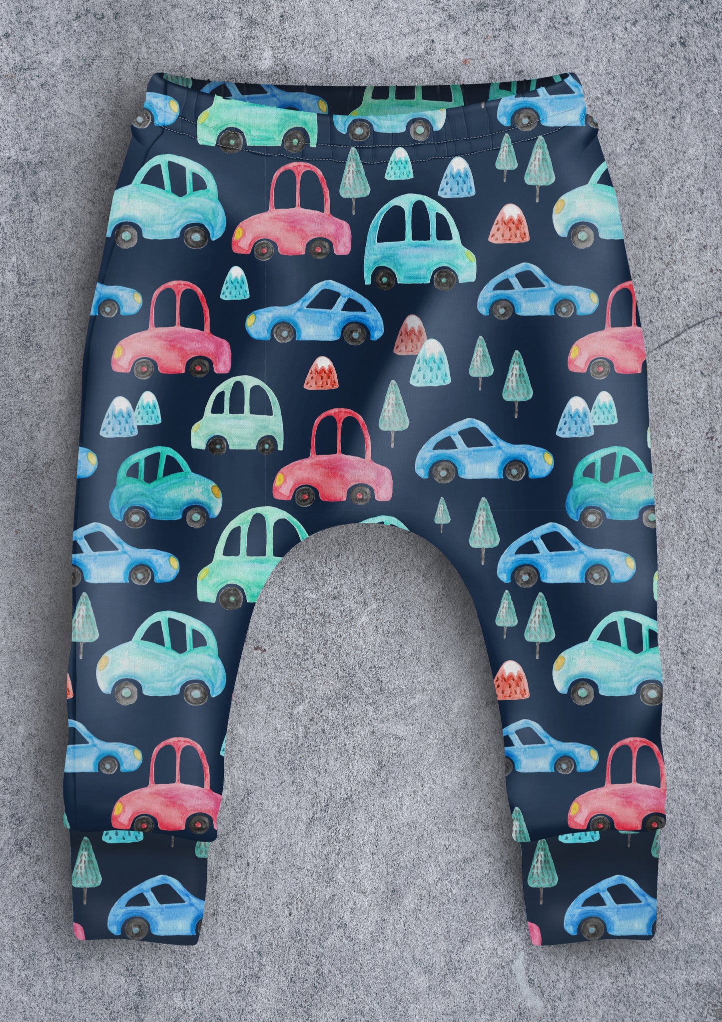 Navy Car Children's Cotton Jersey Leggings
