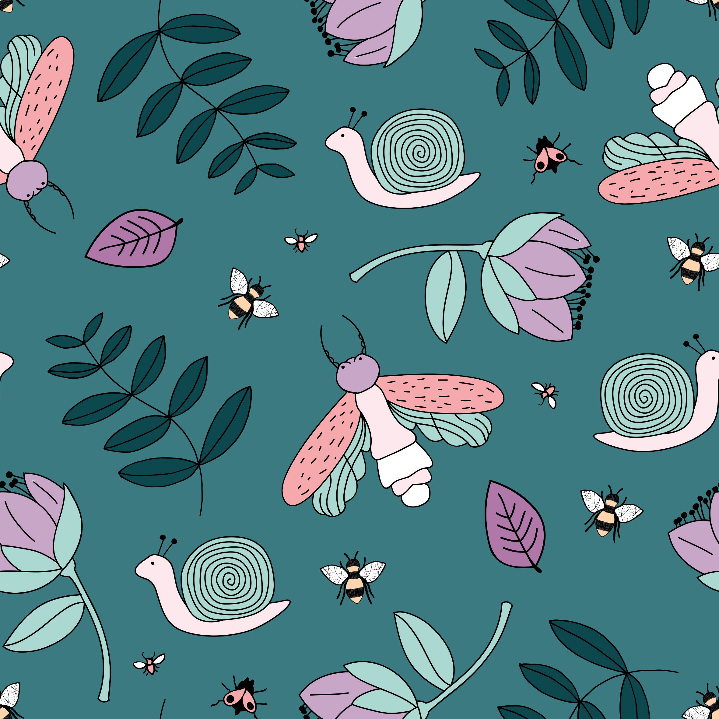 Teal Bug Life Children's Cotton Jersey Leggings