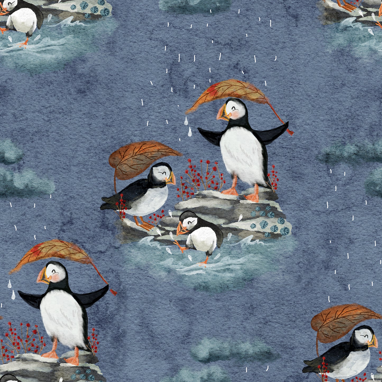 Splashing Puffins Children's Active Leggings
