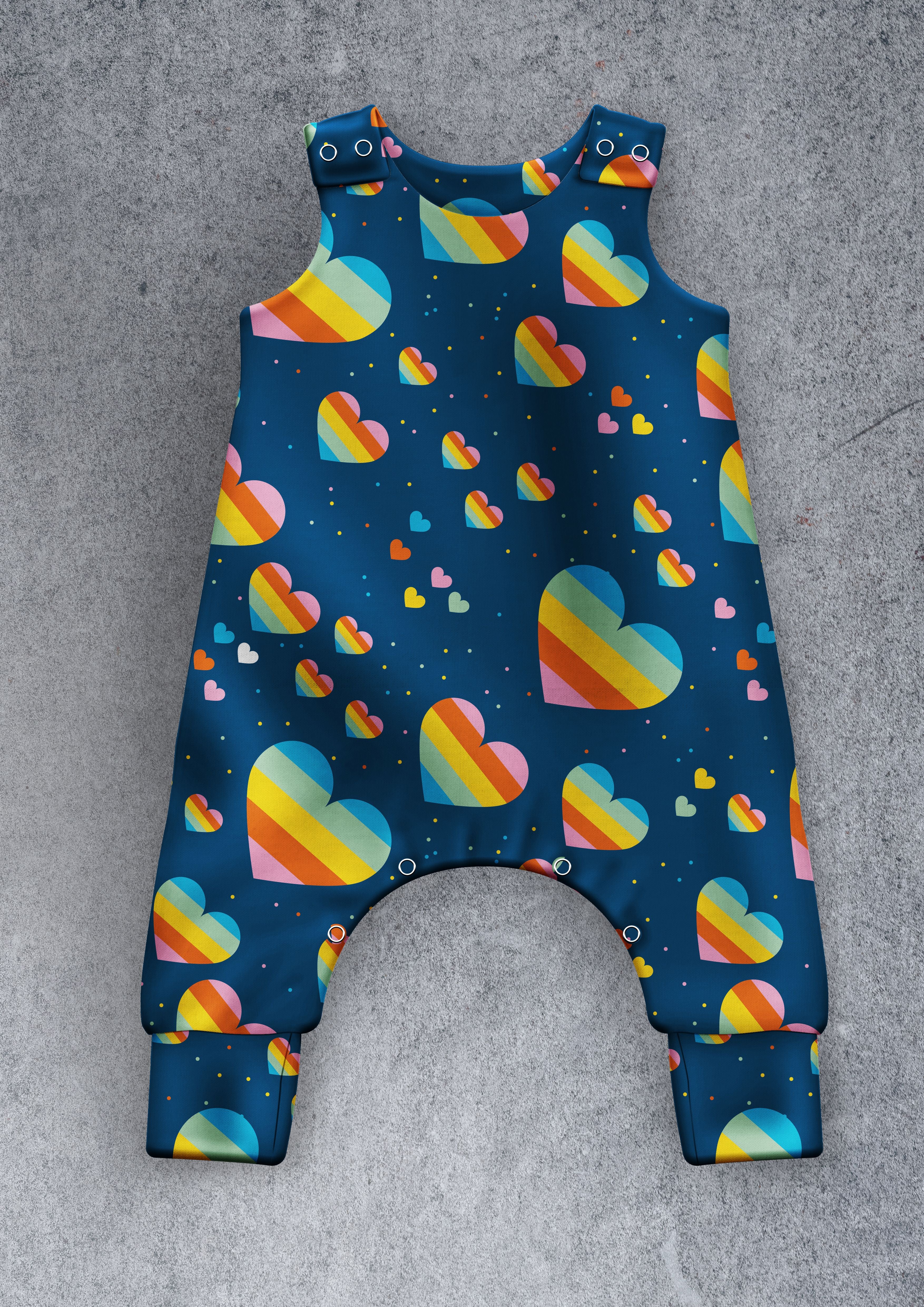 Rainbow Hearts Dungarees